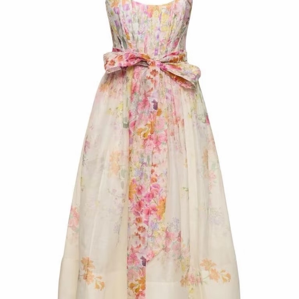 Zimmermann Floral Midi Dress - Pink and Cream